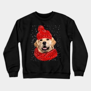 Golden Retriever Wearing Red Hat And Scarf Christmas Crewneck Sweatshirt